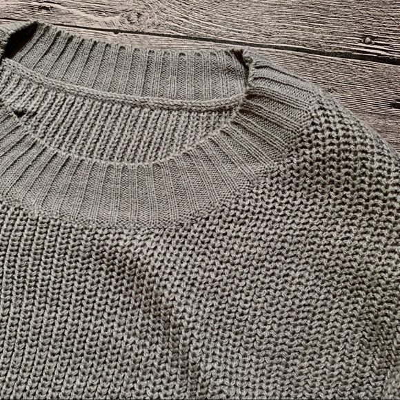 Sexy grey long sleeve broken holes sweater dress - Picture 3 of 5